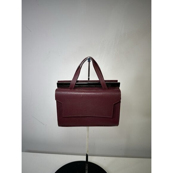 Alberta Di Canio burgundy Genuine Leather Satchel Handbag Made In Italy - Picture 1 of 7